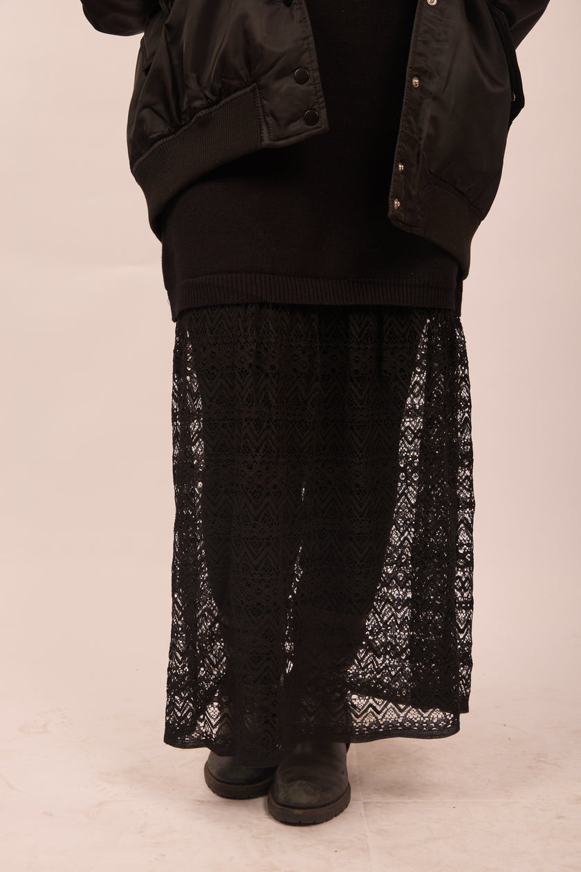 Malia Knit Dress with Lace Hem