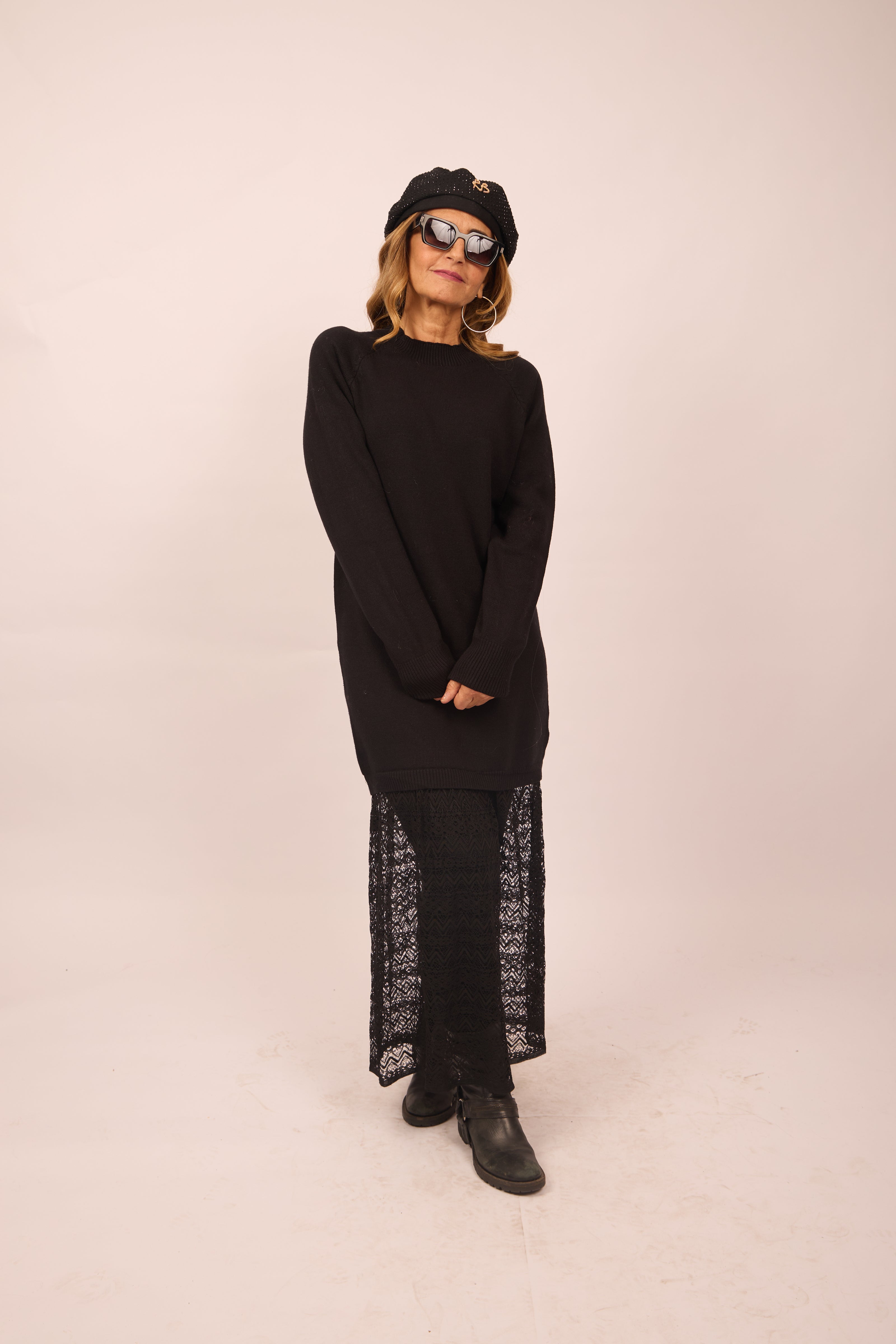 Malia Knit Dress with Lace Hem