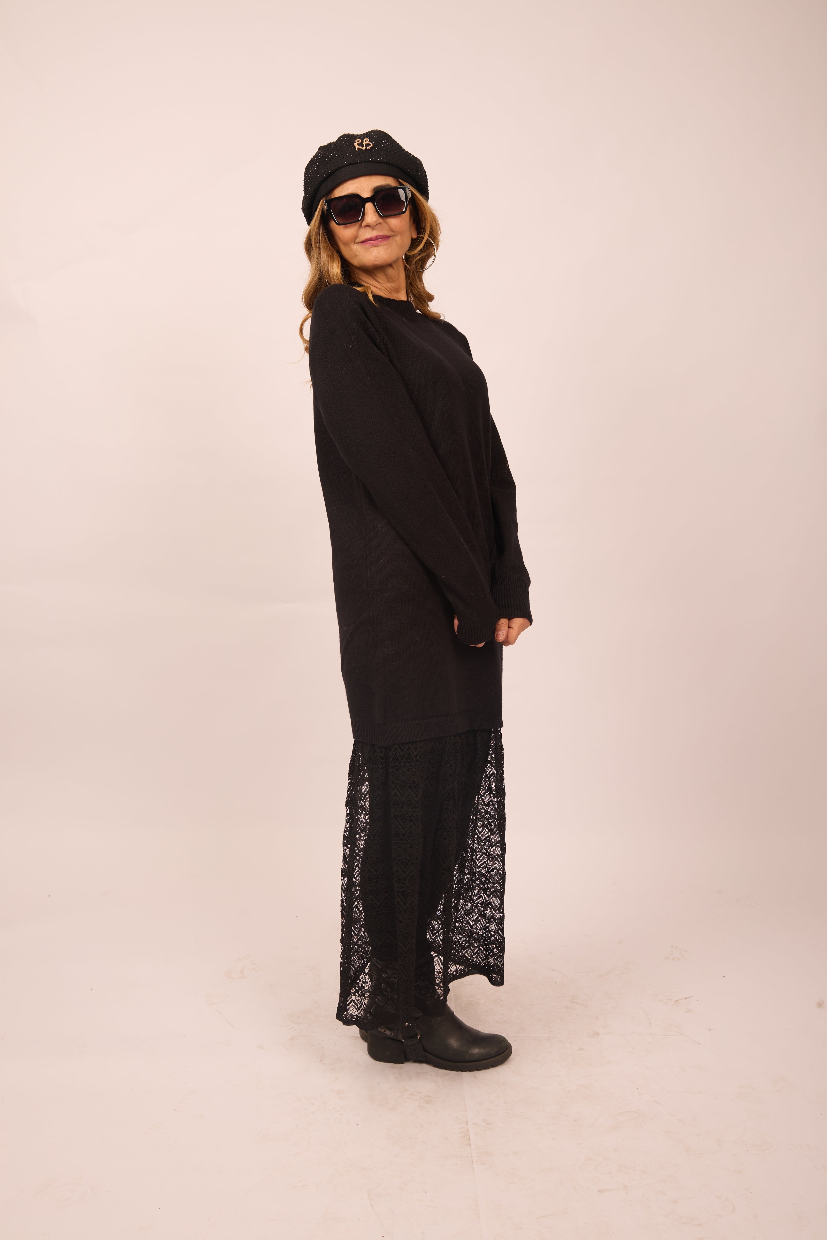 Malia Knit Dress with Lace Hem