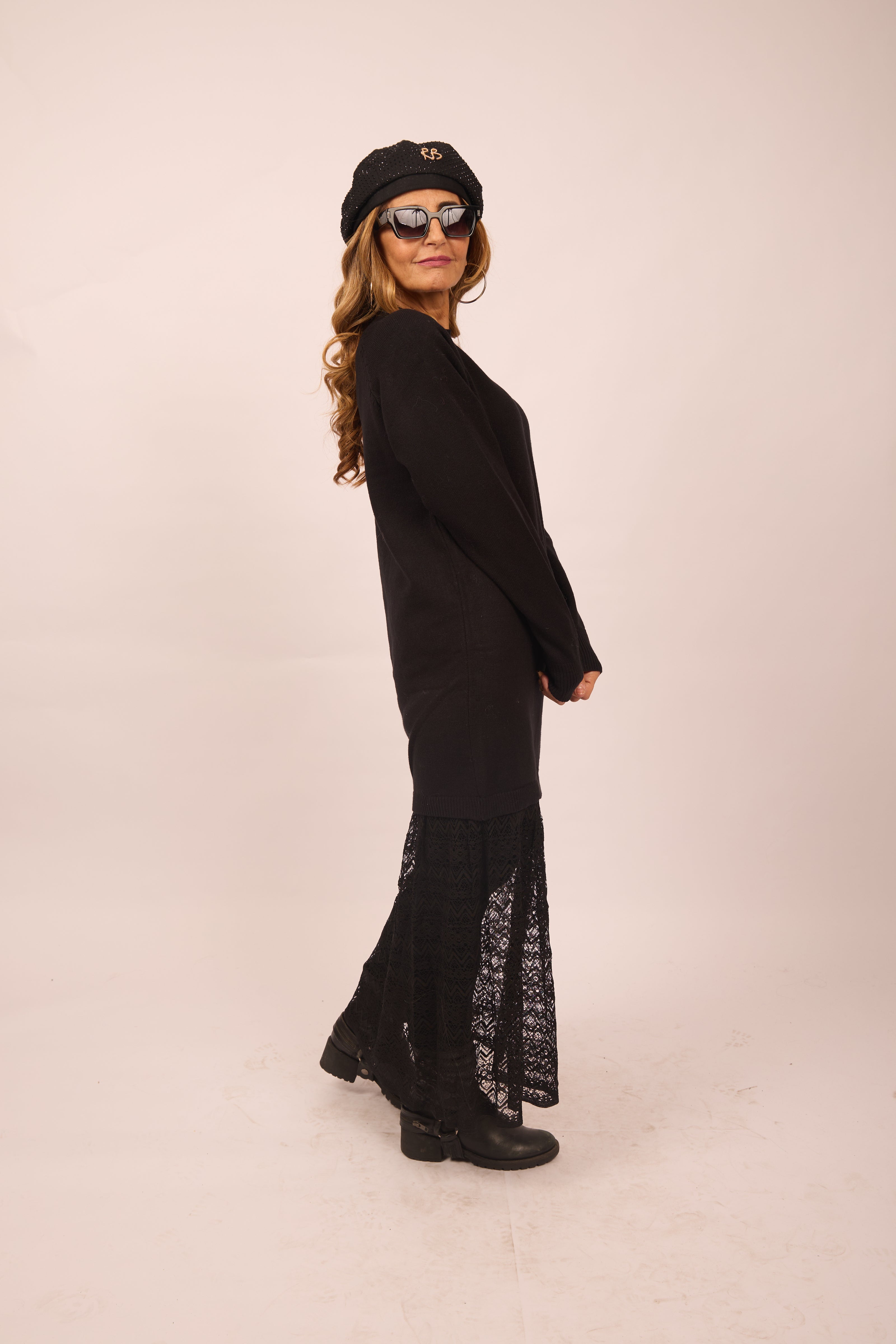 Malia Knit Dress with Lace Hem