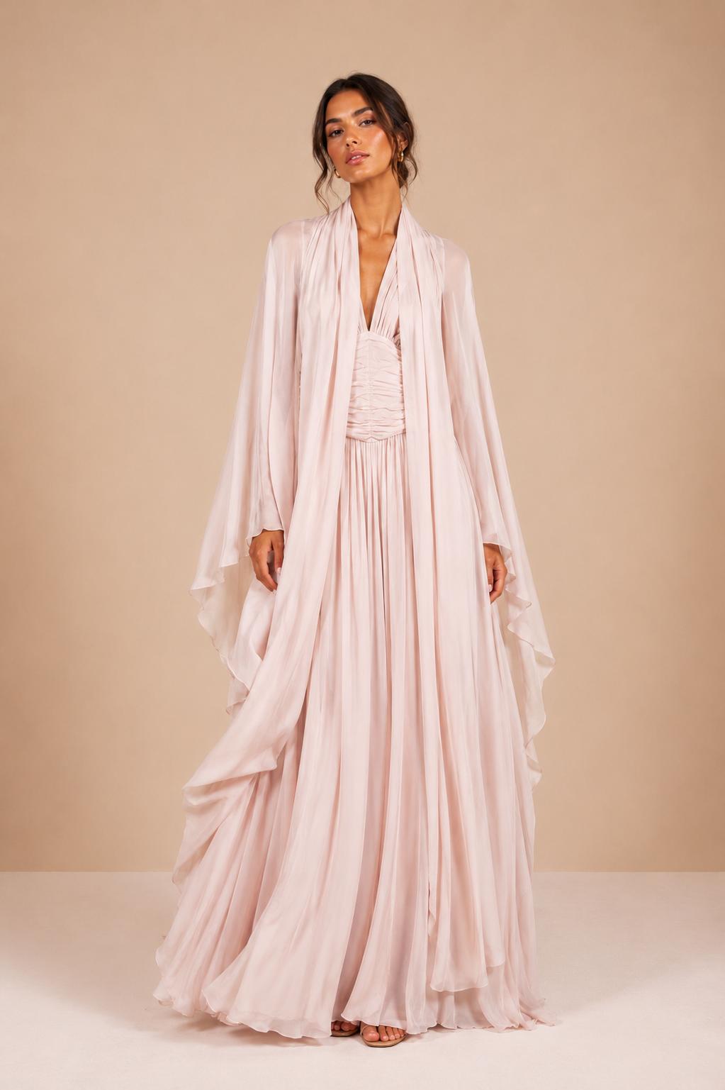 Zoe Light Pink Chiffon Maxi Dress