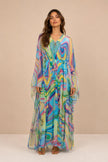 Poline Turquoise Printed Kaftan Dress