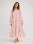 Abi Light Pink Tiered Midi Dress