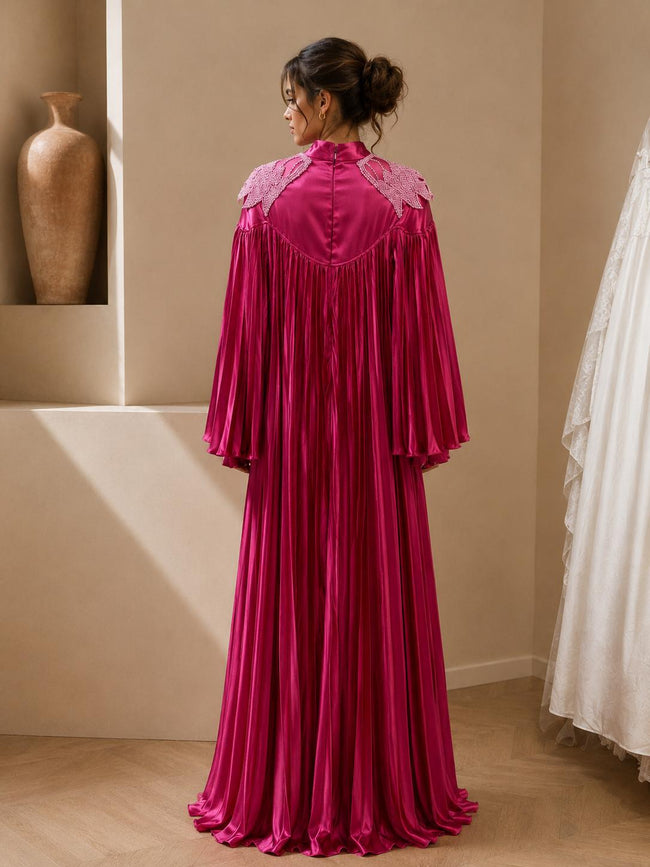 Deva Fuchsia Pleated Maxi Dress