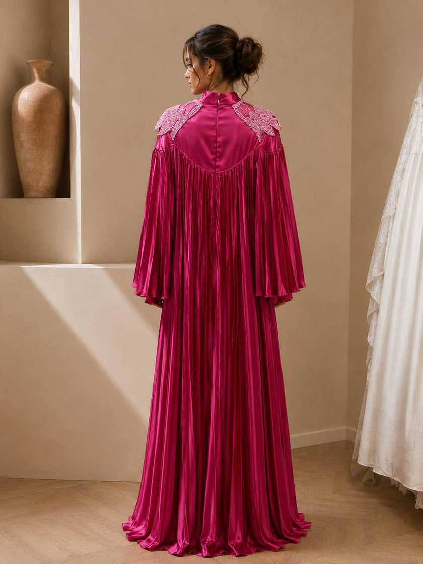 Deva Fuchsia Pleated Maxi Dress