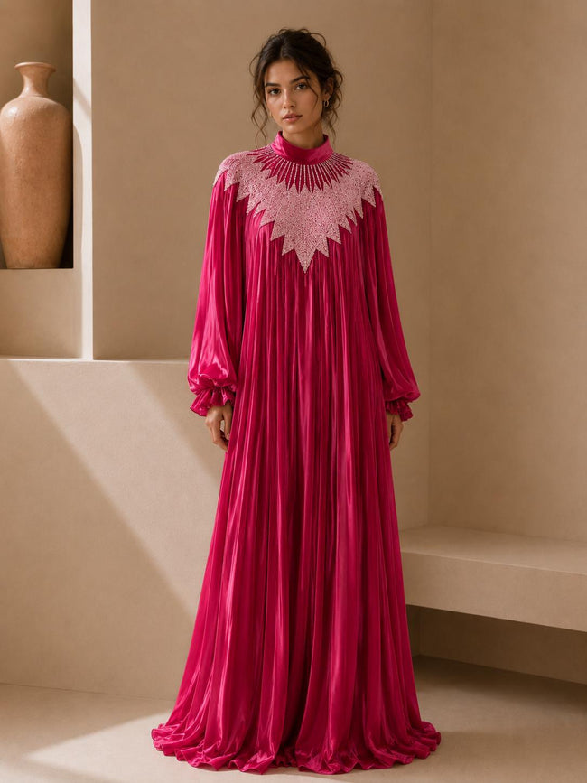 Deva Fuchsia Pleated Maxi Dress