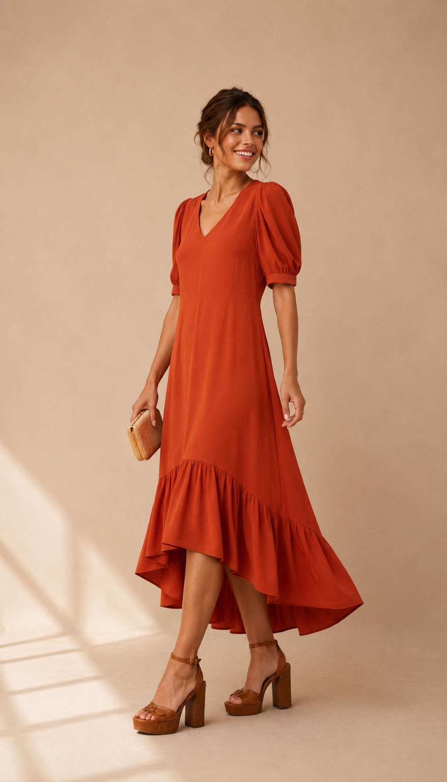 Mila Ruffle Hem Midi Dress