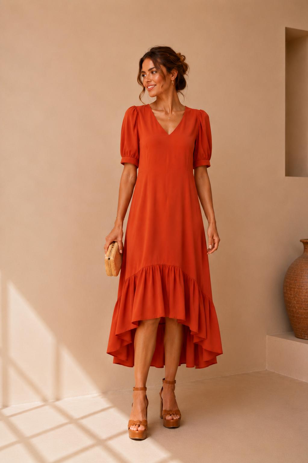 Mila Ruffle Hem Midi Dress