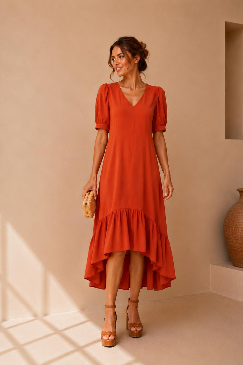 Mila Ruffle Hem Midi Dress