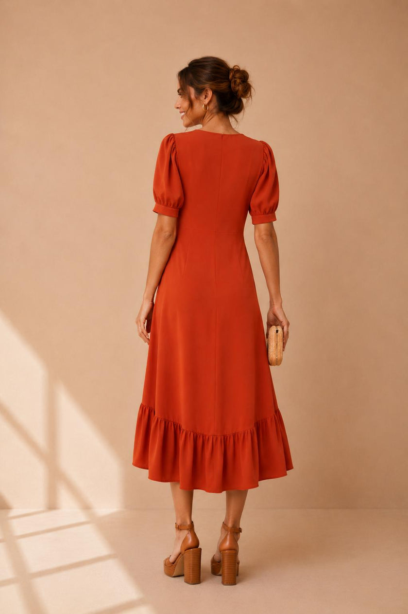 Mila Ruffle Hem Midi Dress