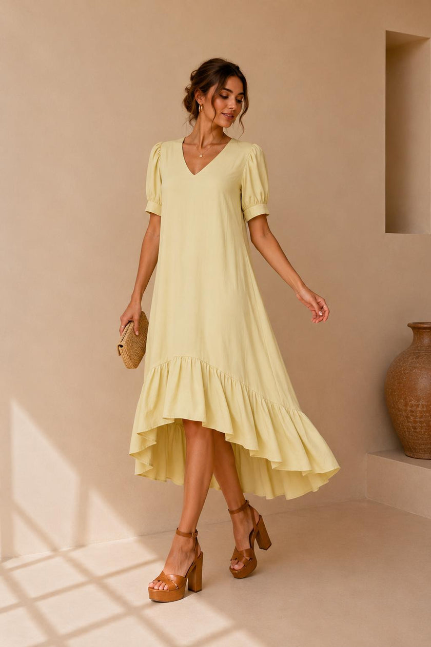 Mila Ruffle Hem Midi Dress
