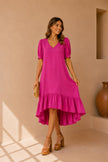 Mila Ruffle Hem Midi Dress
