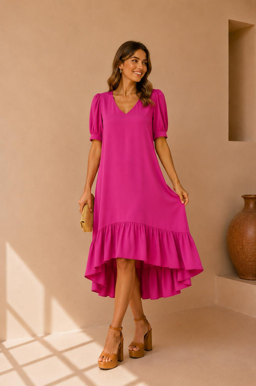 Mila Ruffle Hem Midi Dress