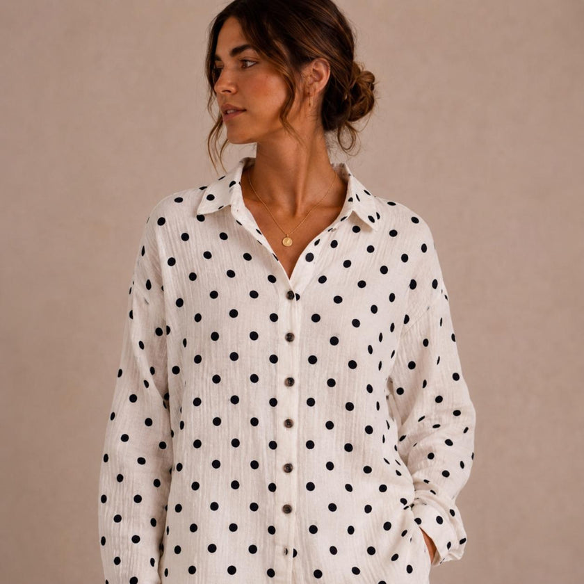 Noa Polka Dot Cotton Gauze Shirt