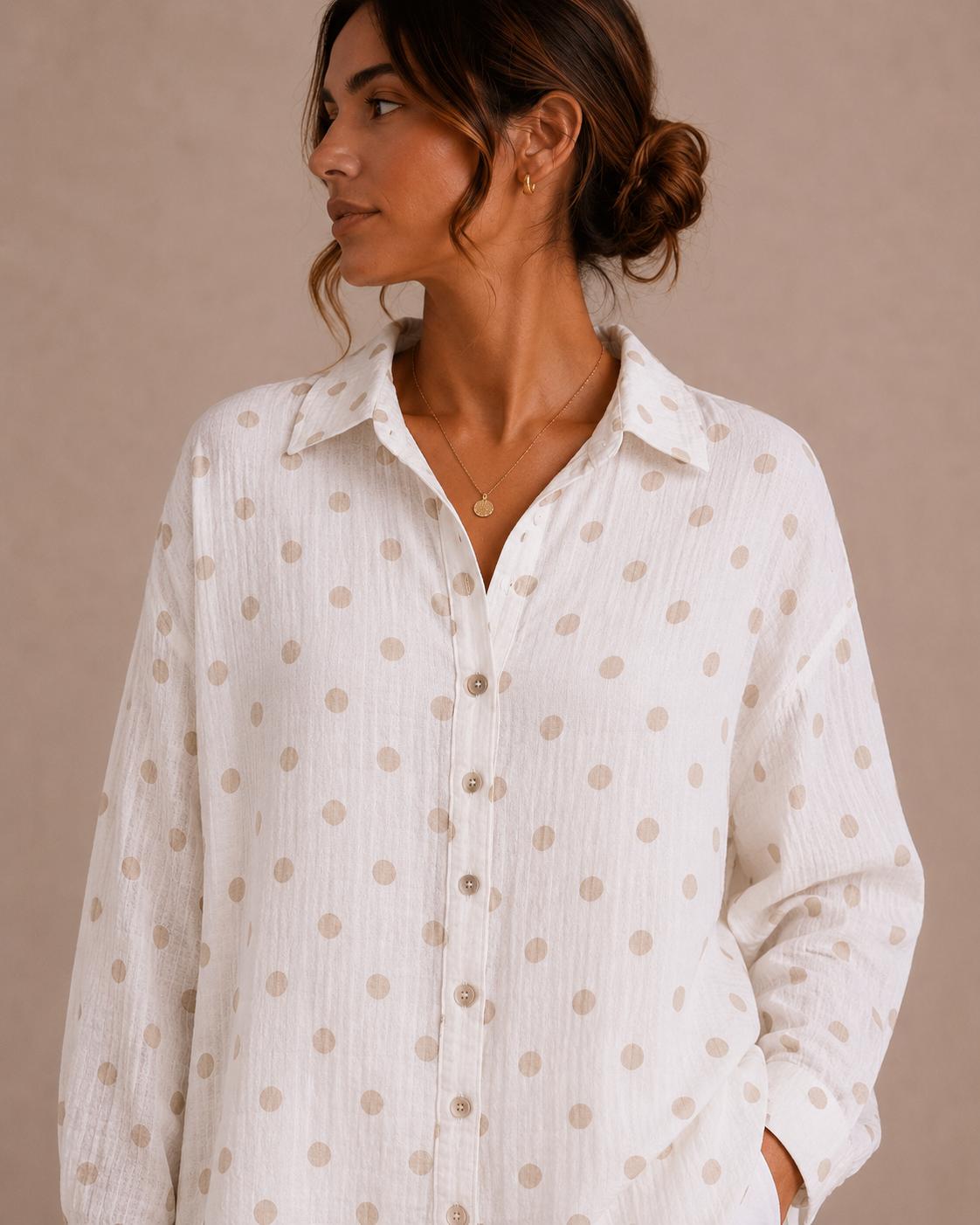 Noa Polka Dot Cotton Gauze Shirt