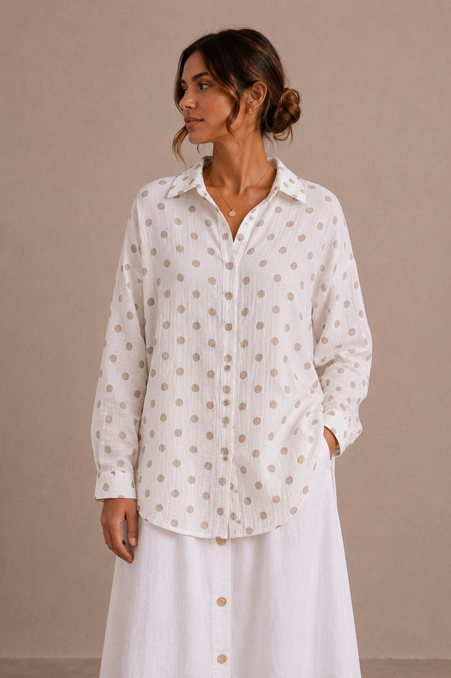Noa Polka Dot Cotton Gauze Shirt