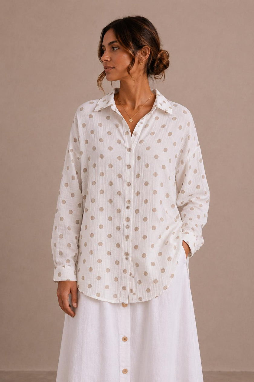 Noa Polka Dot Cotton Gauze Shirt