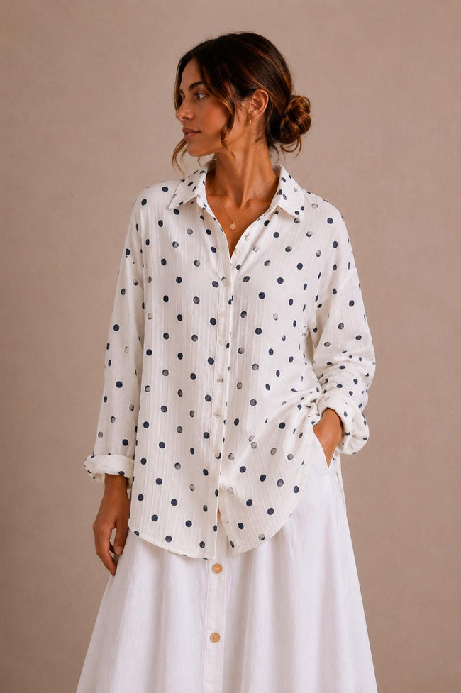 Noa Polka Dot Cotton Gauze Shirt