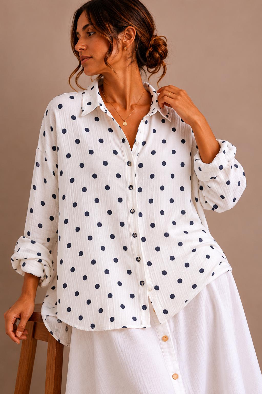 Noa Polka Dot Cotton Gauze Shirt