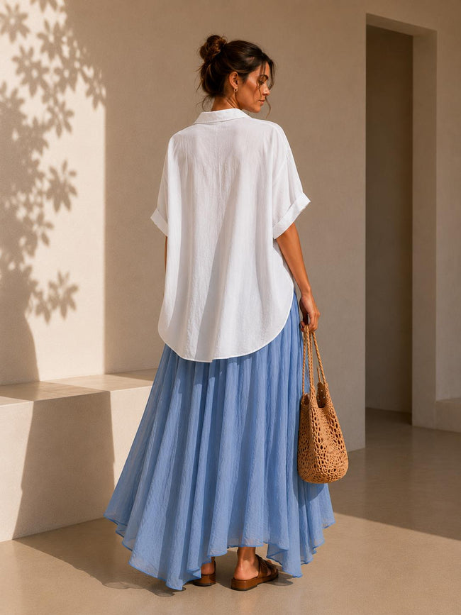 Viviane Ethereal Asymmetrical White Maxi Skirt