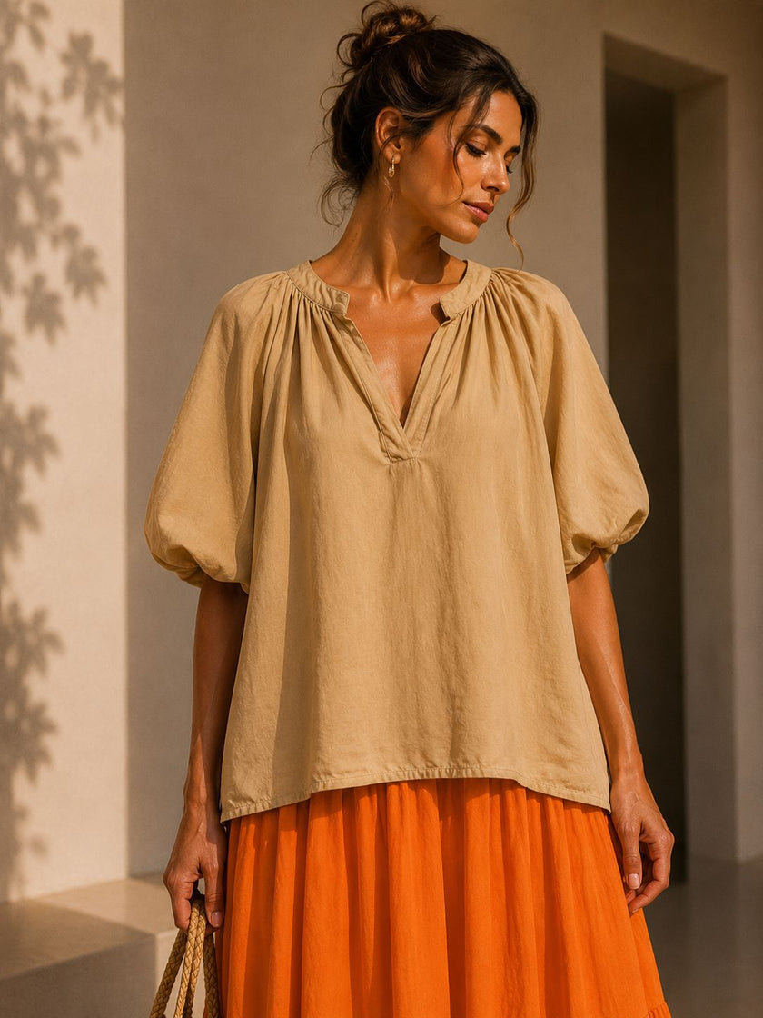 Ella Puff Sleeve Cotton Top