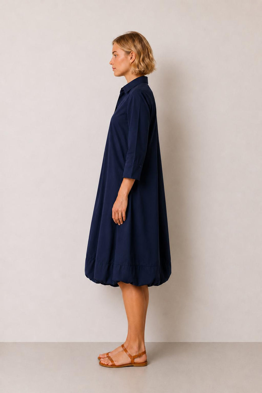 Ely Navy A-Line Shirt Dress