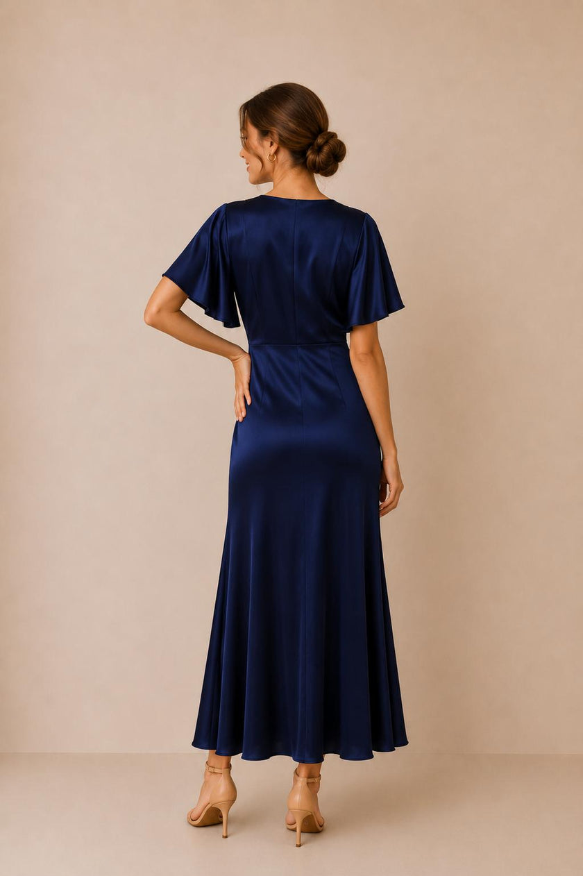 Chayli Satin V-Neck Maxi Dress