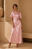 Havy Pink Satin Maxi Dress