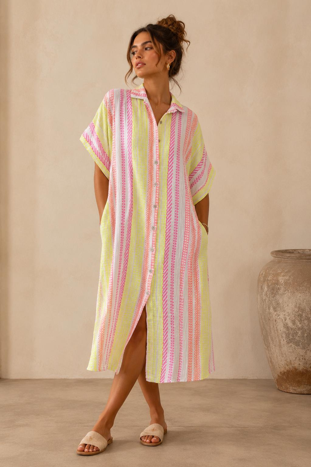 Gigi Striped Oversized Shirt Dress