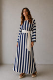 Serena Striped Belted Maxi Dress