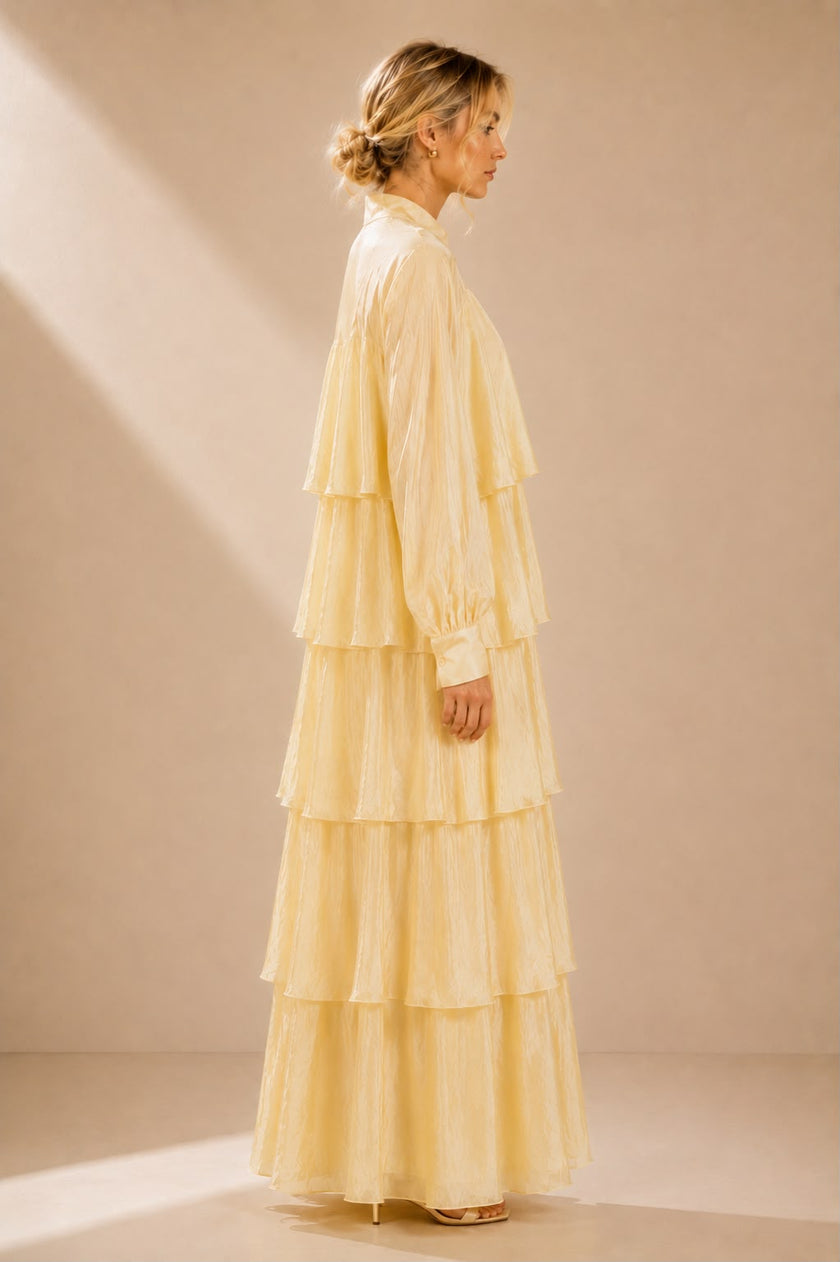 Veronica Tiered Tie-Neck Maxi Dress