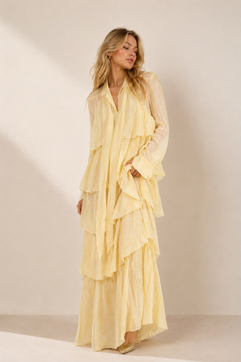 Veronica Tiered Tie-Neck Maxi Dress