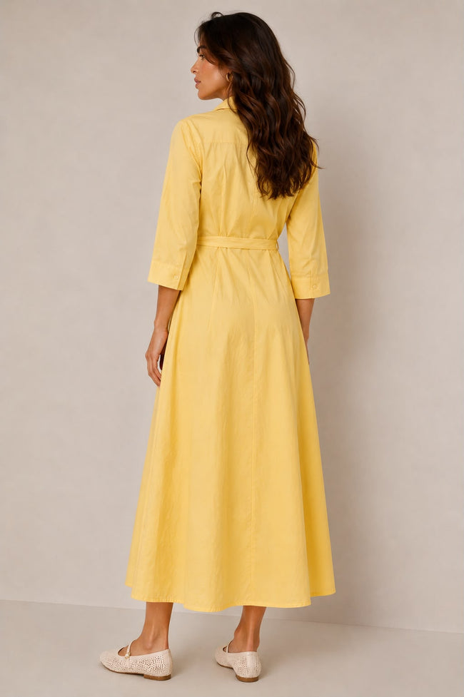 Zoe Yellow Tie-Front Maxi Dress