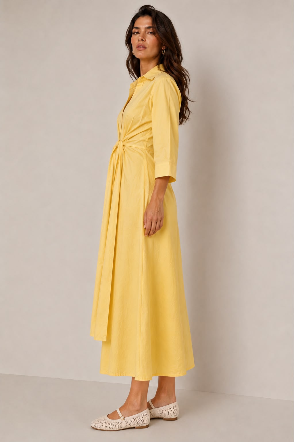 Zoe Yellow Tie-Front Maxi Dress