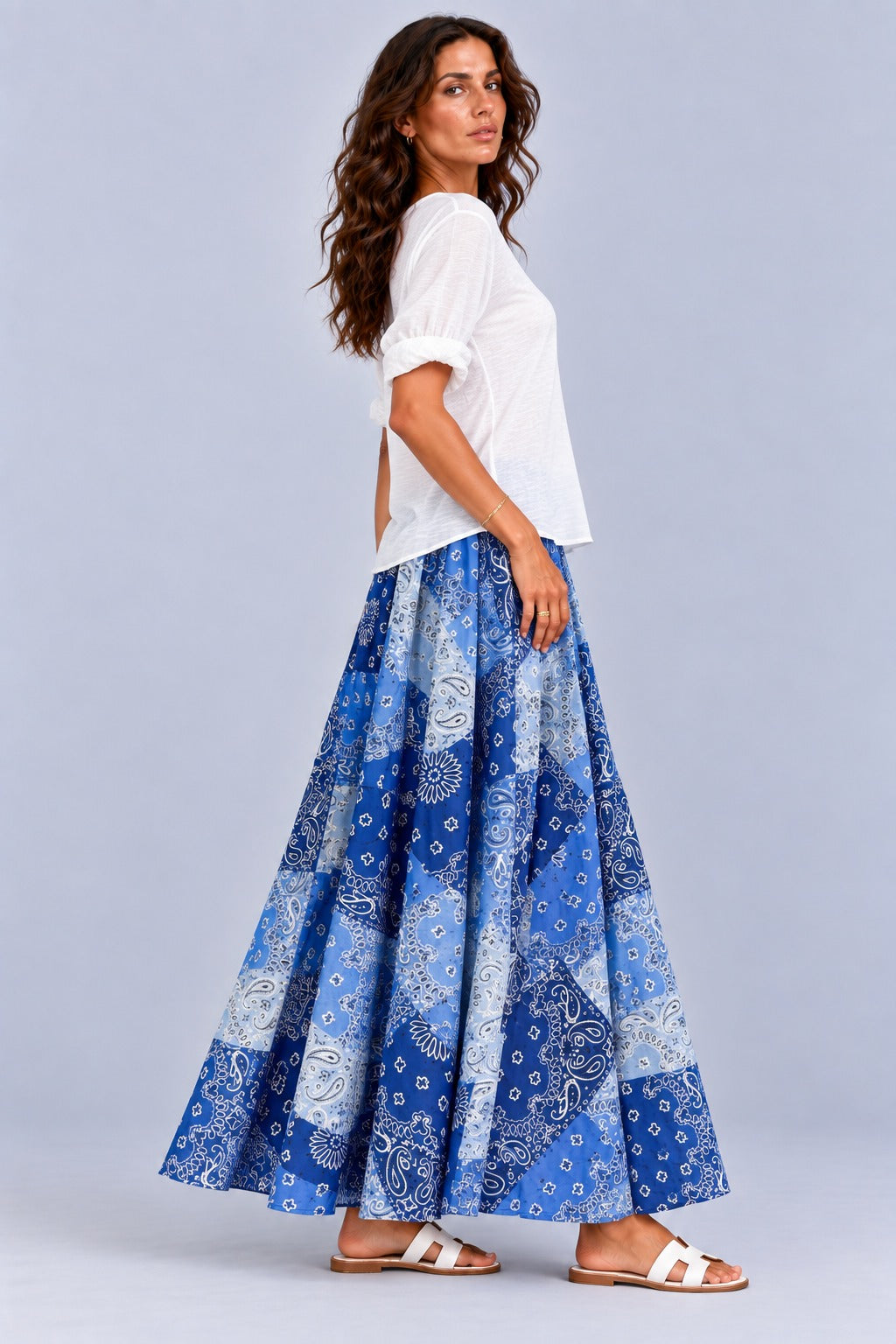 Talya Bandana Patchwork Maxi Skirt