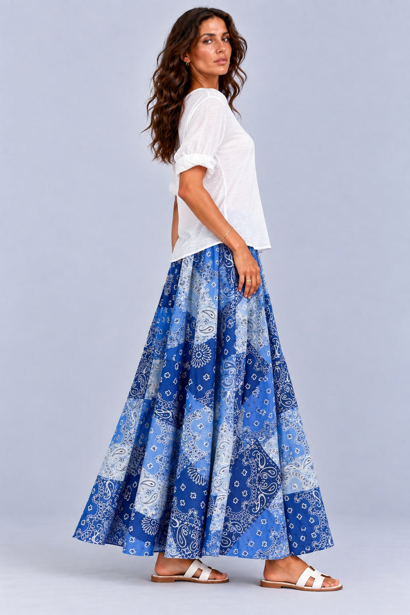 Talya Bandana Patchwork Maxi Skirt