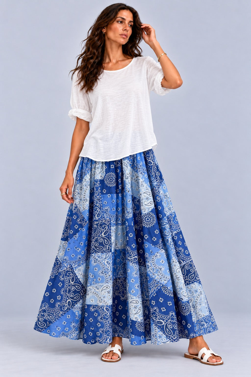 Talya Bandana Patchwork Maxi Skirt