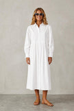 Lena Pleated Cotton Shirt Dress