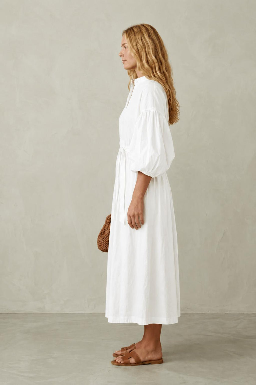 Sally Maxi Shirt Dress with Puff Sleeves