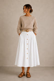Barbara Button-Down Midi Skirt