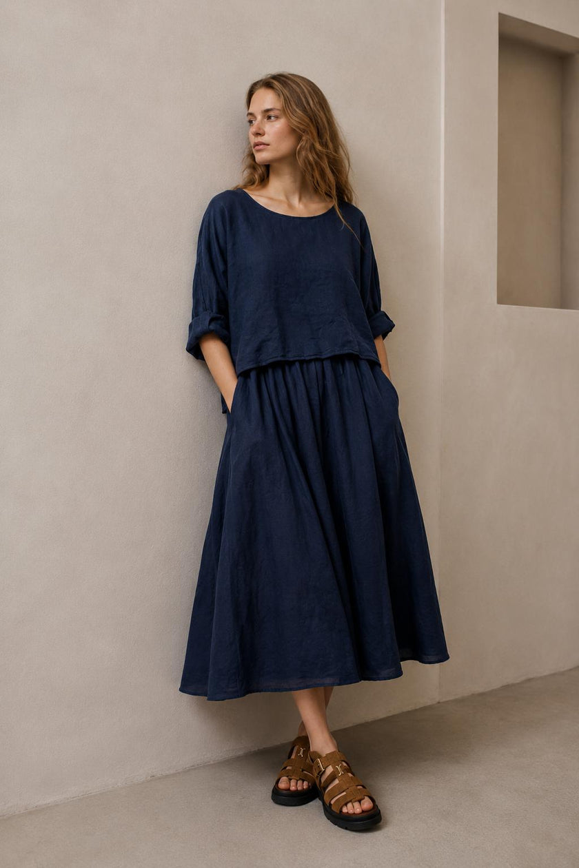 Naomi Minimalist Layered Midi Dress