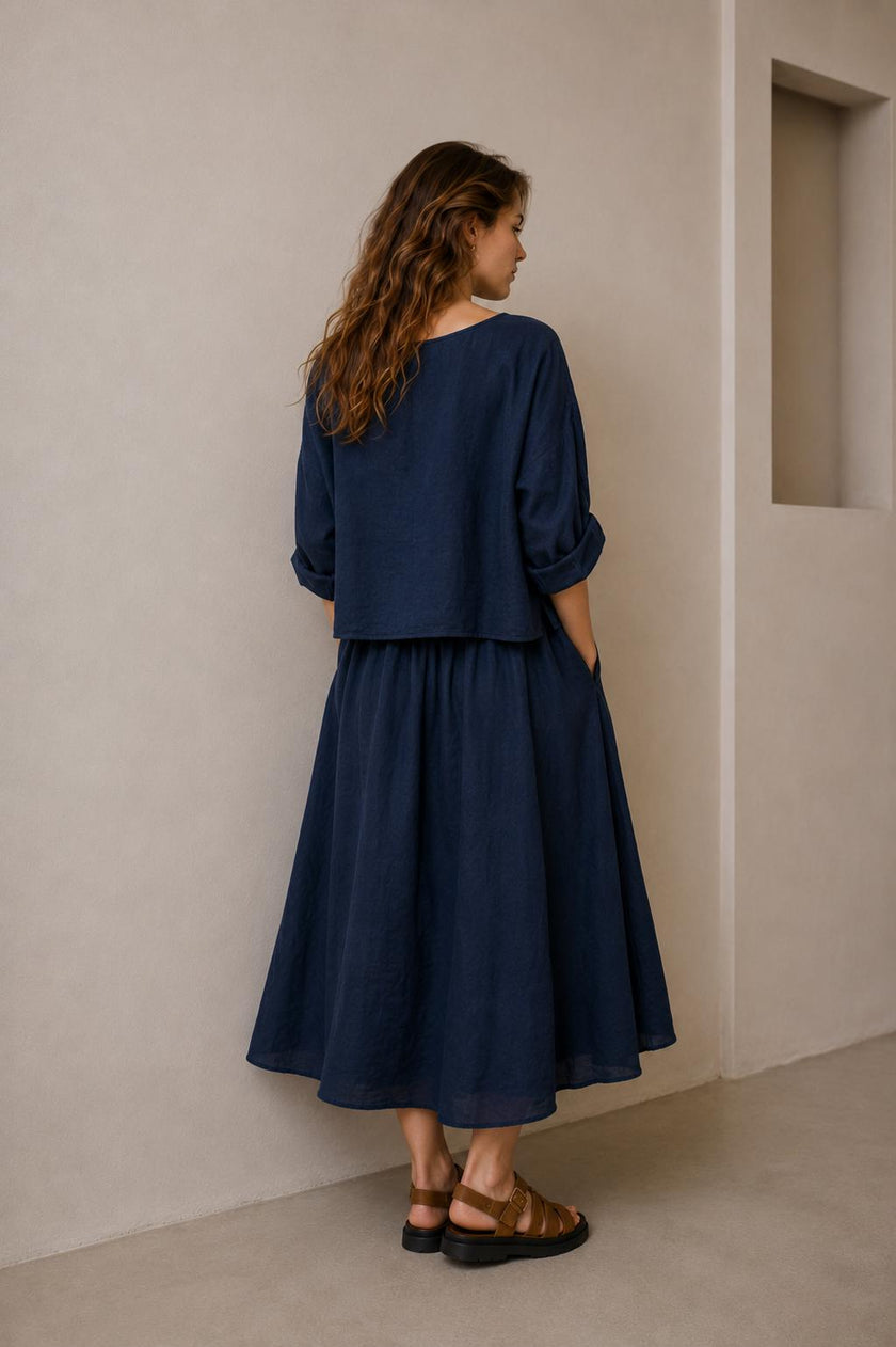 Naomi Minimalist Layered Midi Dress