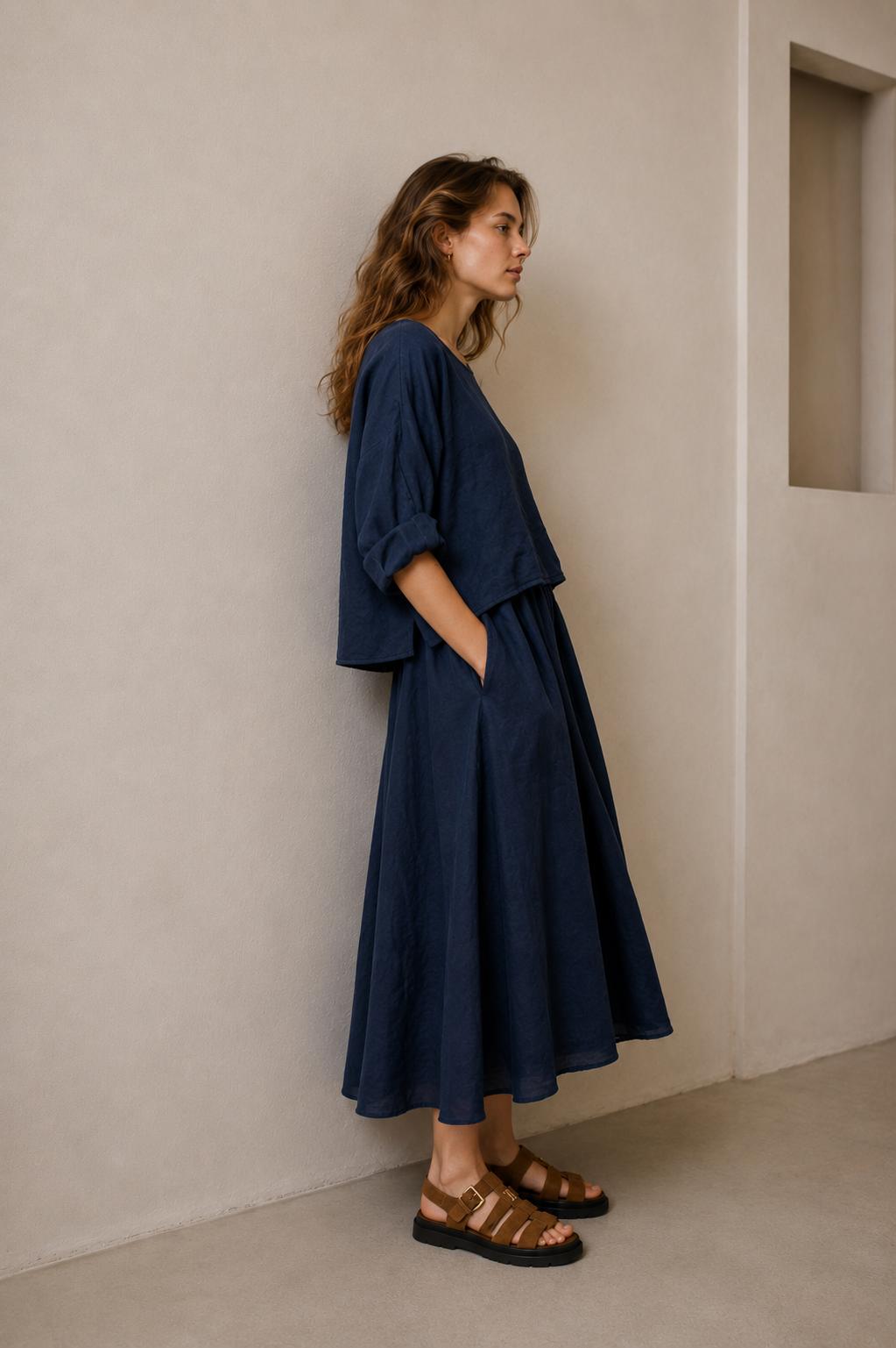 Naomi Minimalist Layered Midi Dress