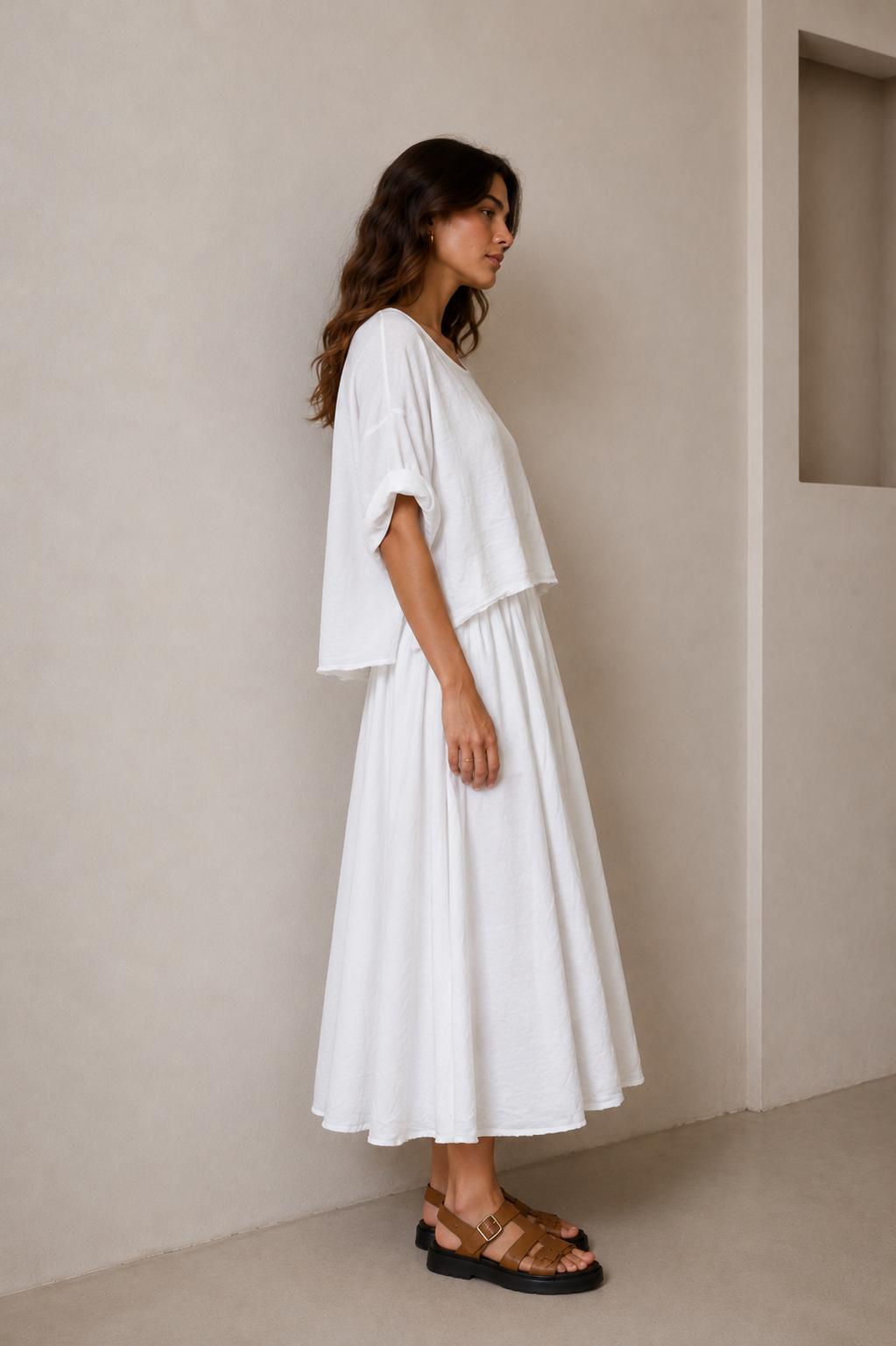Naomi Minimalist Layered Midi Dress