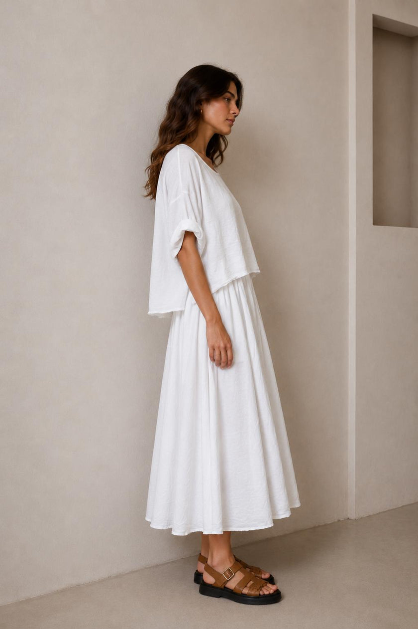 Naomi Minimalist Layered Midi Dress