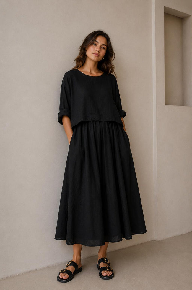 Naomi Minimalist Layered Midi Dress