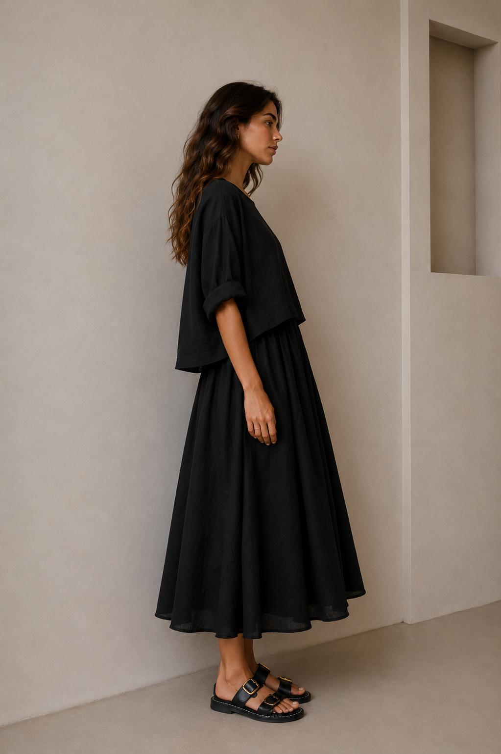 Naomi Minimalist Layered Midi Dress