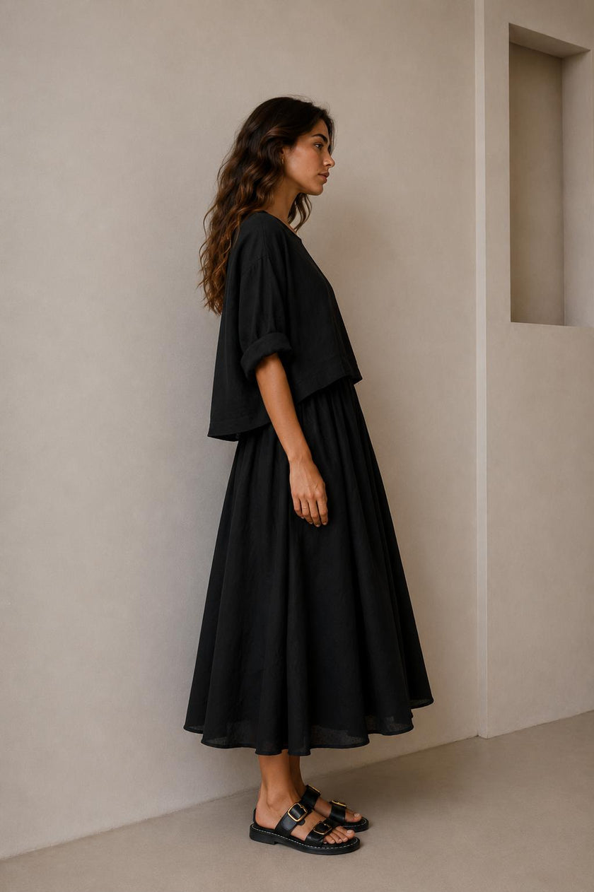 Naomi Minimalist Layered Midi Dress