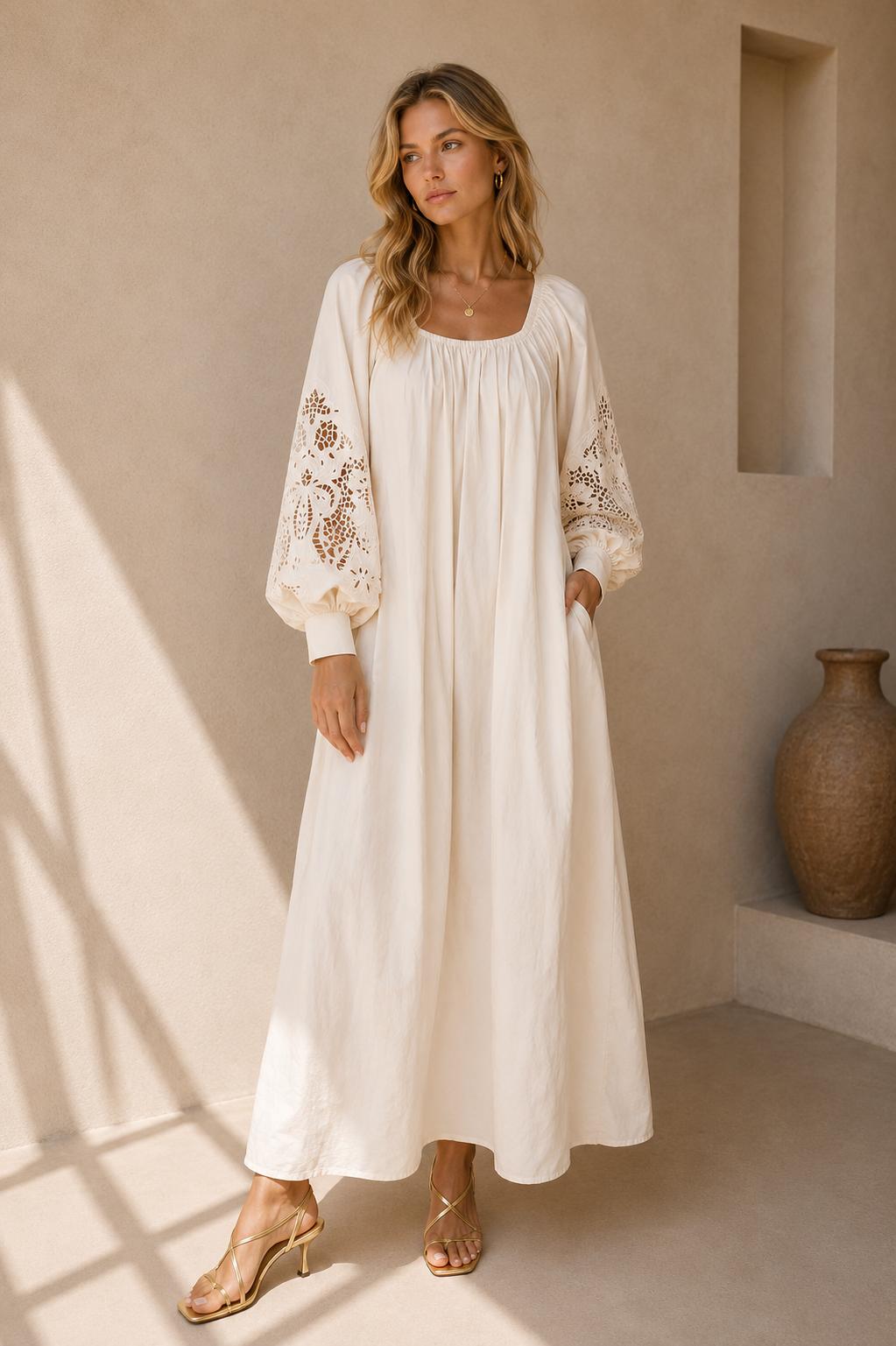 Chiara Eyelet Sleeve Maxi Dress