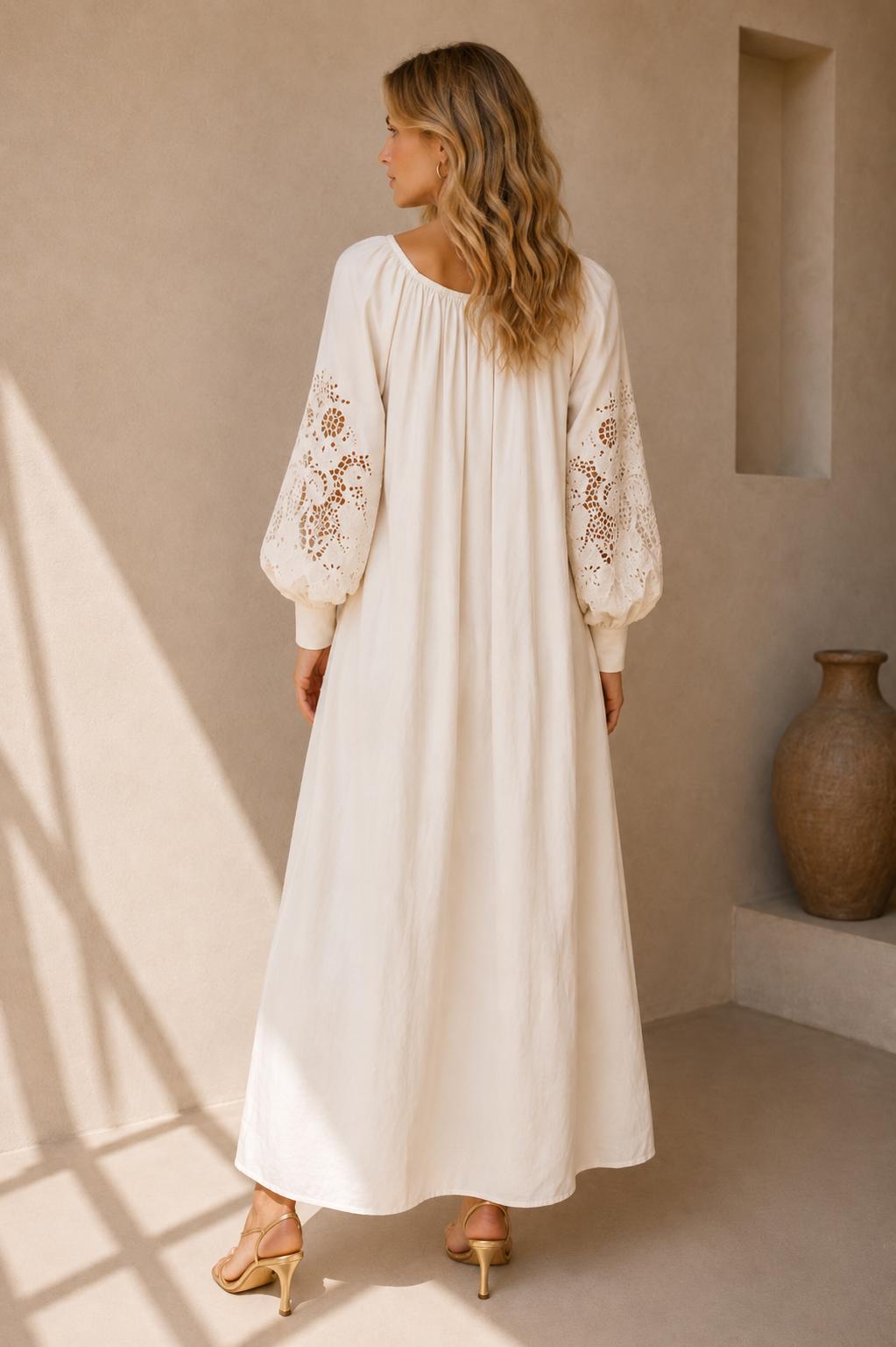Chiara Eyelet Sleeve Maxi Dress